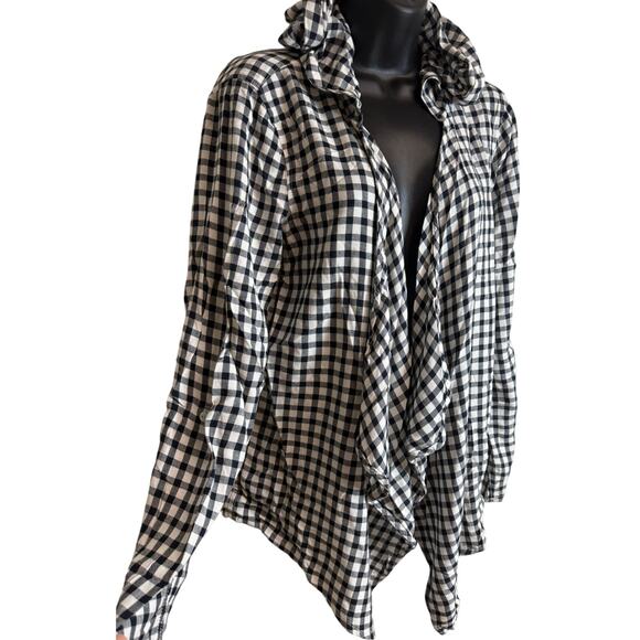 Roxy Women Jacket Hoodie Cardigan Sizee Large L Black White Plaid Roll Tab New - Picture 2 of 11